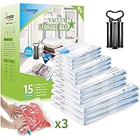 Accenter 15-PACK Vacuum Storage Bags for Clothes Space Saver Bags Jumbo for Comforters Blankets and Pillows Travel Space…