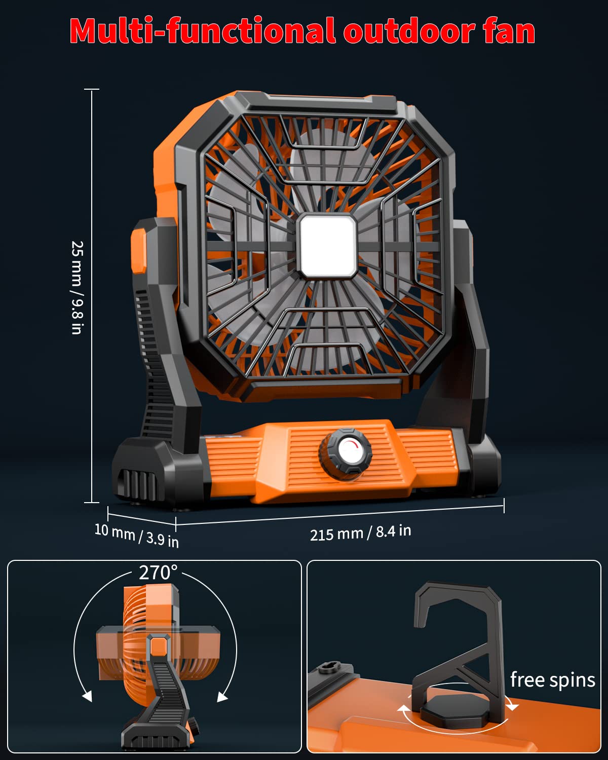 Portable Camping Fan,20000mAh Rechargeable Battery Powered Fan with LED Lantern, USB-C Battery Operated Fans,Ultra Quiet, for Outdoor Indoor Use,Travel, Tent,Beach, Picnic,Barbecue, Fishing,Home