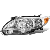 DNA MOTORING OE Style Headlight Lamp Compatible With 11-13 Toyota Corolla Sedan, TO2502203, Chrome/Amber, Driver Side, OEM-HL-0090-L