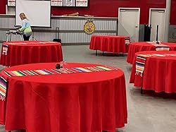 REWOMC 10 Pack Round Tablecloths - 120 Inch, Red