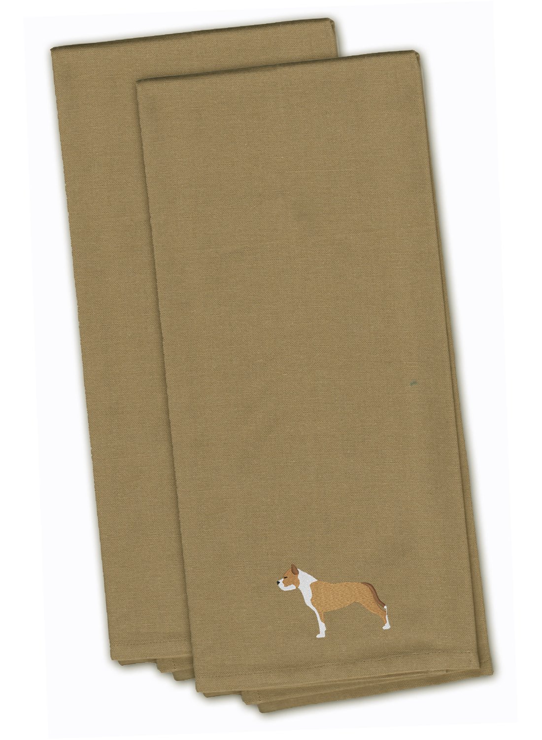 Caroline's Treasures BB3454TNTWE Tan Staffordshire Bull Terrier Embroidered Kitchen Towel Set of 2, Fabric