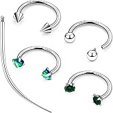 Ruifan Titanium Horseshoe Nose Ring 16G Cubic Zircon Opal Septum Rings Piercing Jewelry Internally Threaded Cartilage Conch Helix Rook Tragus Lip Earring Hoop Eyebrow For Women Men 8mm 10mm