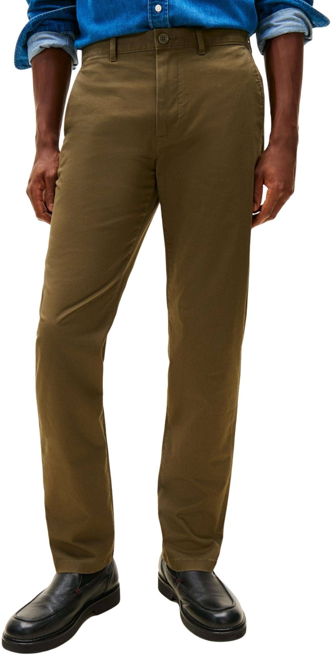 Tommy Hilfiger Herren Chino Hose Denton Essential Twill Straight Leg Fit, Grün (Army Green), 35W/36L