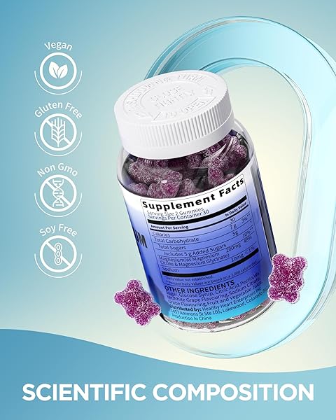 MAGNESIUM GUMMIES WITH 2100MG MAGNESIUM GLYCINATE & MAGNESIUM CITRATE(200MG ELEMENTAL MAGNESIUM), CALM MAGNESIUM GUMMIES VEGAN FOR ADULTS, SUPPORT SLEEP, MUSCLE, BONE, ENERGY, HEART, 120 COUNT