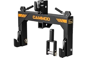 CAMMOO 3-Point Quick Hitch with 2" Receiver＆Extra Versatile Adapter, Adaptation to Category 1, No Bushing Required, 3000LBS Lift Capacity, 5 Level Adjustable Bolt &Reinforcing Rib Design (Black)
