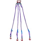 QWORK 5Ft Sling with 4 Legs Grab Hook and Adjuster, 3T G80 Alloy Steel Engine Lift Chain Link Eye Hook, 6600lbs Hoist Complete Rigging for Safe Towing and Handling of Cargo