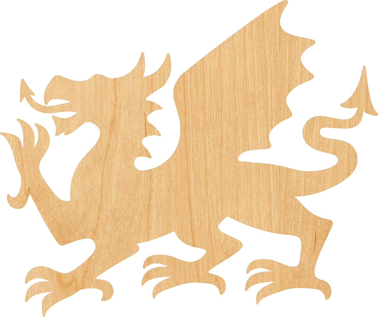 Mixed Media - Welsh Dragon Laser Cut Out Wood Shape Craft Supply - 4 Inch