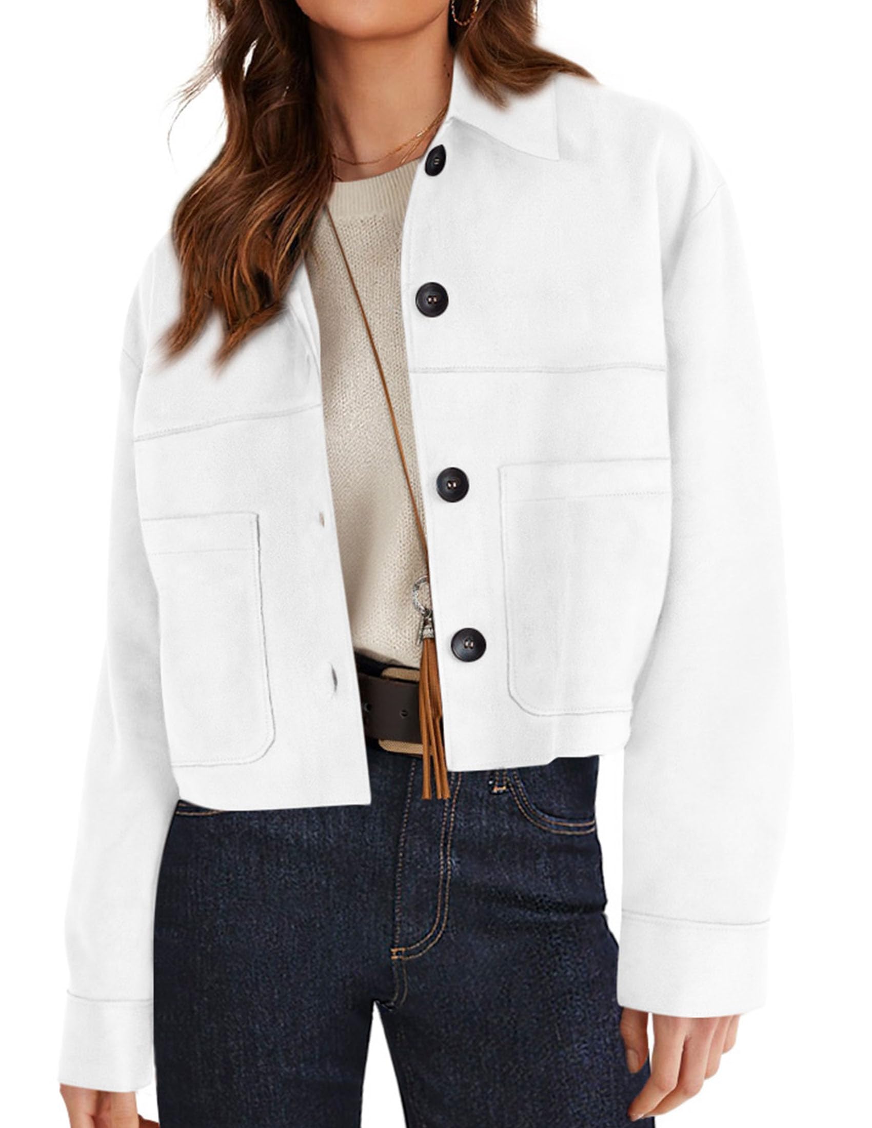 PRETTYGARDEN Women's Faux Suede Cropped Jacket