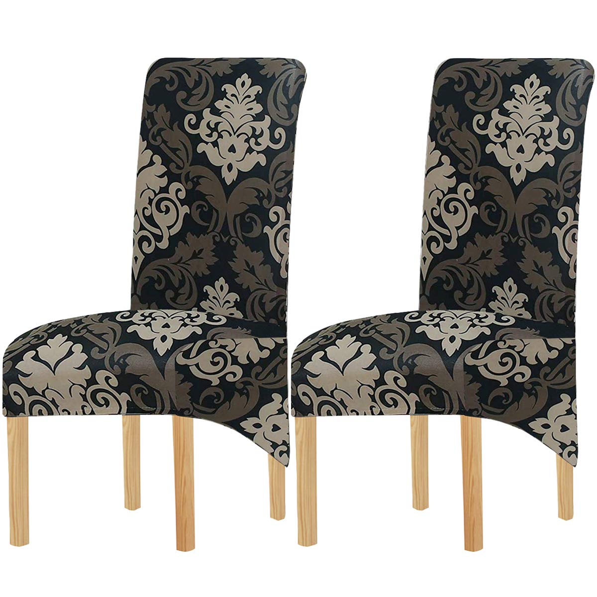 KELUINA Printing Fabric Stretch XL Chair Covers for Dining Chairs, 2/4/6 Pcs Elastic Large Chair Slipcover for Dining Room Wedding Banquet Party Decoration (Multi-2, 2 Pack)
