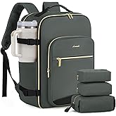 LOVEVOOK 40L Large Travel Backpack for Women Men, 17 Inch Carry on Backpack for Traveling on Airplane, Personal Item Travel Bag Airline Approved, Business Causal Weekender Backpack, Grey Green-Black