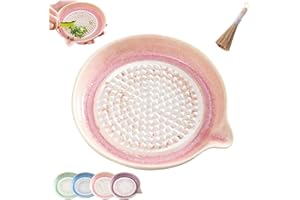 Gradient Ceramic Grater Plate, Fine Grinding Ceramic Garlic Grater Plate with Textured Surface and Cleaning Brush for Wasabi 