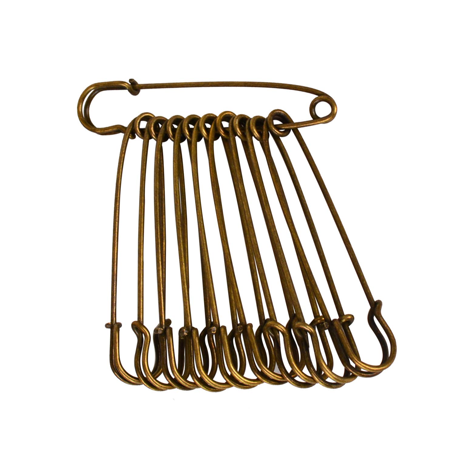 Bleiou NH19BN Safety Pins Heavy Duty Large Safety Pins Steel 50 Pcs for Blankets, Clothing, Skirts, Kilts, Crafts (Brown)