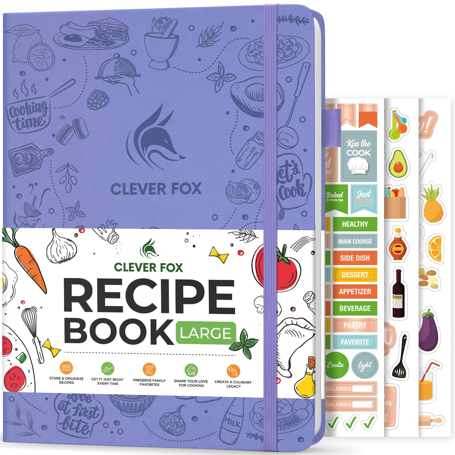 Clever Fox Recipe Book – Make Your Own Family Cookbook – Blank Recipe Notebook Organizer – Empty Cooking Journal to Write In Recipes – Large Size, 21 x 28cm, Hardcover, Lavender — image 1