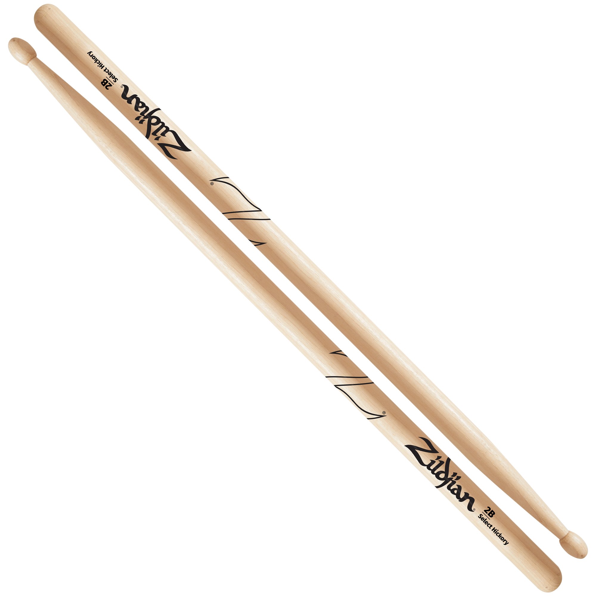Zildjian 2B Hickory Drumsticks - Wood Tip