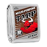 Tarp 15x15 ft Heavy Duty 10mil Silver/Brown