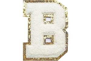 3Pcs Letter Patches Varsity Glitters Chenille,SPRT Iron on White Letter Patch,Alphabet Cloth Patch for Team Costume,Clothing,Bags,Dress,Shoes,Hats Decoration 3.1in Height B(3 Pieces)