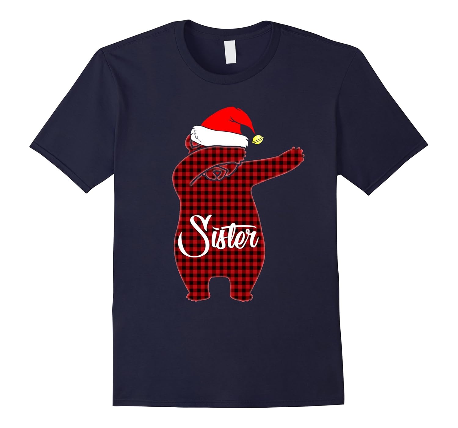 Red Plaid Sister Bear Dabbing Tshirt Christmas Dab Gifts-Rose