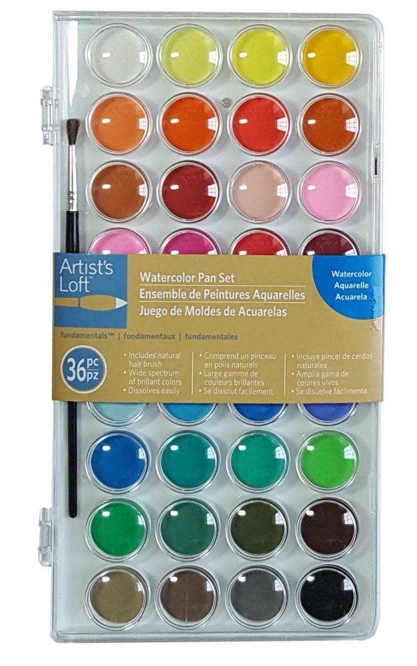 Artists Loft Fundamentals Watercolor Pan Set, 36 Colors