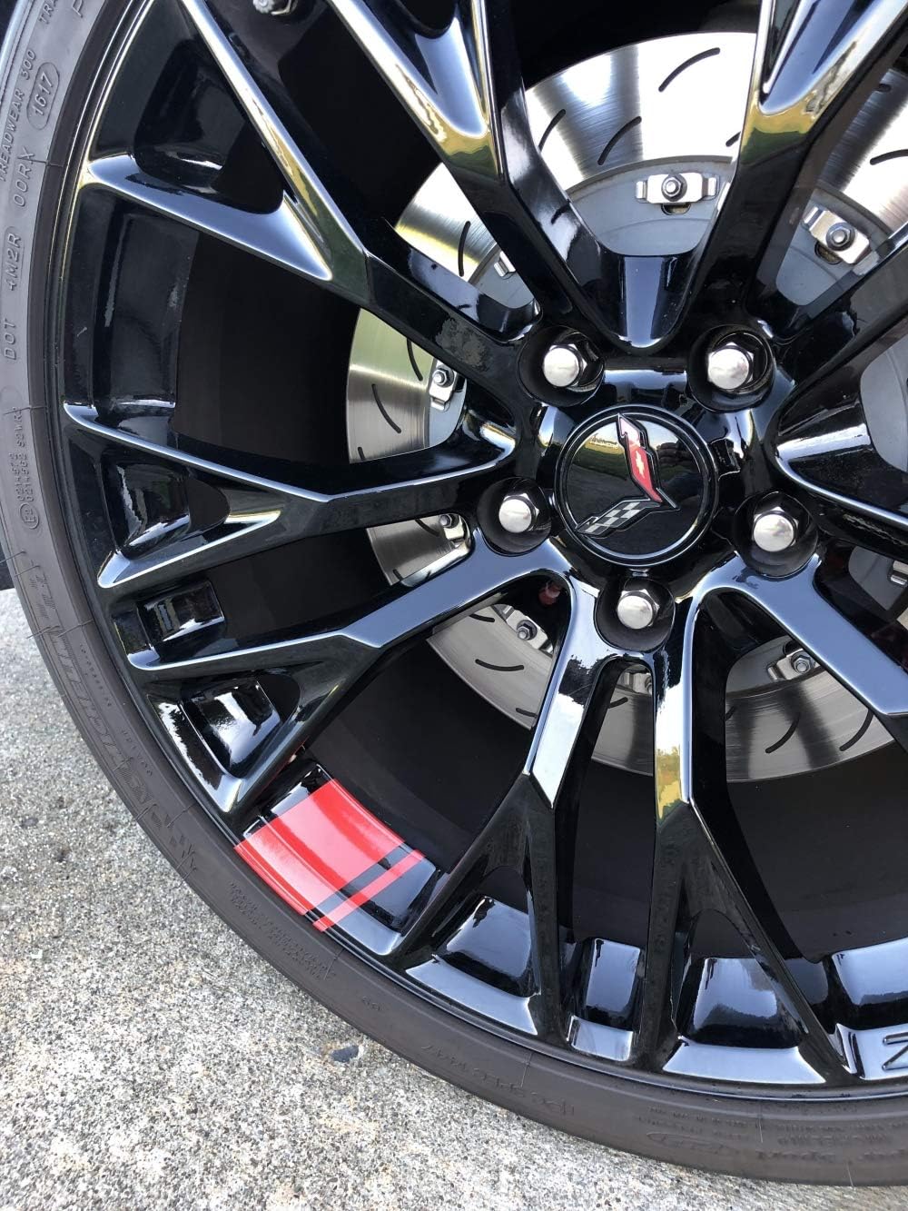 Southern Car Parts Vinyl Wheel Hash Mark Decals Stripes for C5, C6, C7, C8 Corvette from (Gloss Black)
