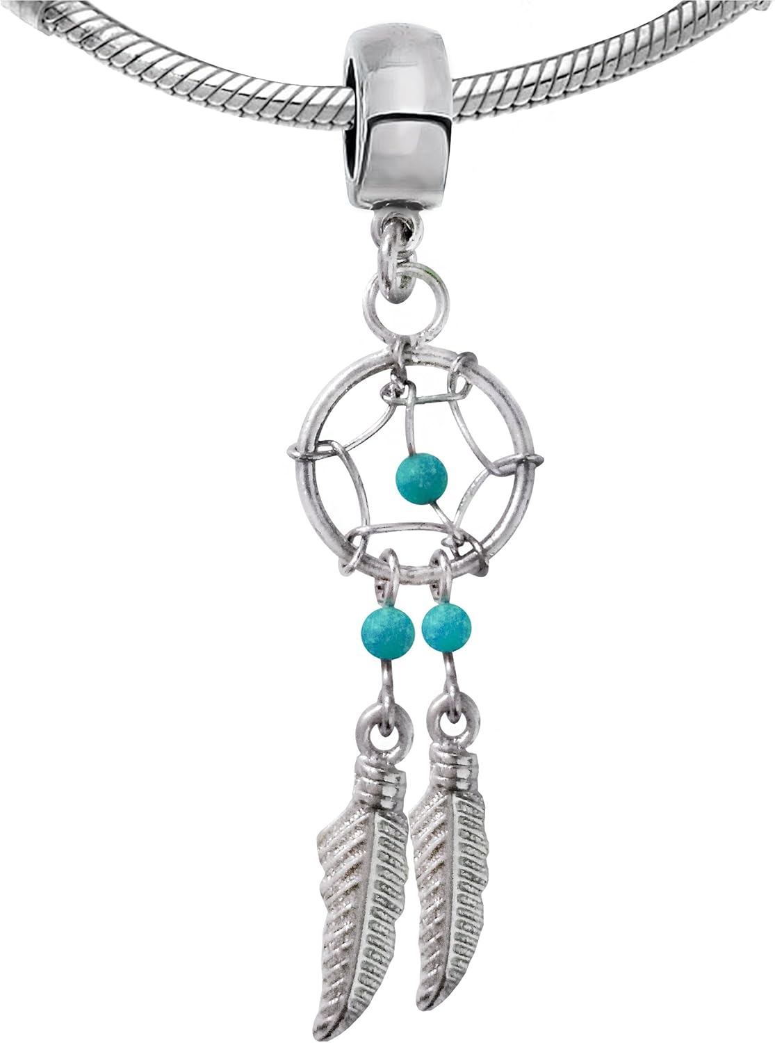 Silver Dream Catcher Pandora Charm with Genuine Stone Beads Pandora