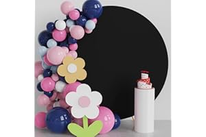 Fomcet Round Backdrop Cover 7.2FT Black Spandex Wedding Arch Cover Circle Arch Backdrop Cover Fabric for Wedding Ceremony Birthday Party Baby Shower Round Balloon Arch Stand Decoration