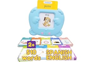 ZeenKind Spanish & English Talking Flash Cards with 510 Sight Words for Toddlers 3 4 5 6 Years Old, Learn Spanish for Kids, Audible Pocket Speech Early Learning Bilingual Flashcard Toys, 255 Cards