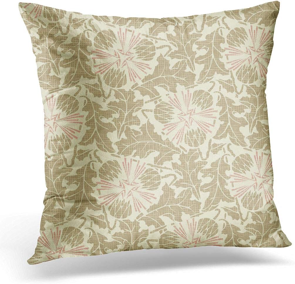Awowee Cushion Cover 50x50cm/20x20inches Flower Floral Burlap Abstract Beautiful Beauty Blossom Branch Canvas Home Decor Throw Pillow Cover Square Pillowcase for Bed Sofa