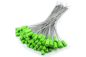Duebass Green Pull-Tite Steel Security Cable Wire Seals Numbered Anti-Tamper Security Tags Pack of 100