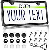 T-carbon Real Carbon Fiber License Plate Frame 100% Handcrafted License Plate Holder Luxury License Plate Frame with Anti-Theft Accessories Wide Black License Plate Cover Fit for US CAN Cars, 2 Holes