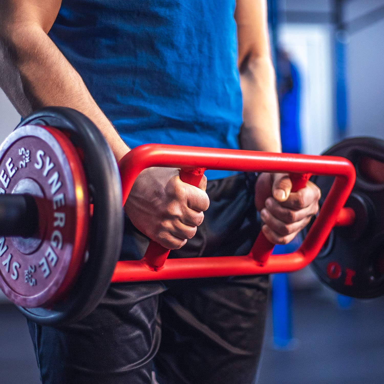 Synergee Red Tricep Bar 25 lbs fo Maximum Gains & Comfort for Extensions, Curls, Pressing Workouts – Upper Body Exercise Gear : Sports & Outdoors