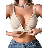 OYOANGLE Women's Front Closure Triangle Bralettes Comfortable Wireless Bra Soft No Padding Bras