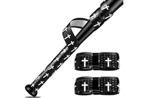 POUMEE 2PCS Faith Cross Baseball Bat Grip Tapes 1.5mm Precut and Full Adhesive Softball Grip Tape,Non-Slip Baseball Bat Wrap Tape Religious Cricket Batting Tape Replacement(Black)