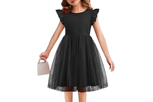 Flypigs Toddler Tutu Dress Girls Ruffle Tulle Dresses Cute Summer Party Princess Sundress for 2-7Y