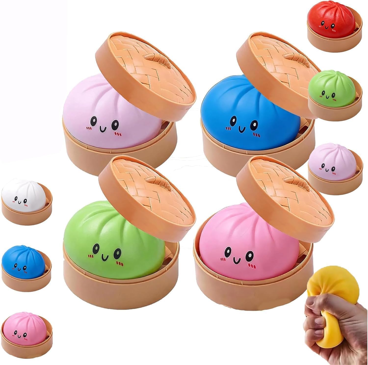 Giant Mystery Dumpling Squishy, 4 Inch Jumbo Dumpling Stress Ball, Squishy Bun, Anxiety Relief Fidget, Soft Squeeze Decompression Dough for Adults Classroom Prizes & Party Favors