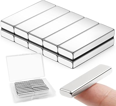 FINDMAG Neodymium Magnetic Bar 40x10x5 mm White NiCuNi Coated 14 lb