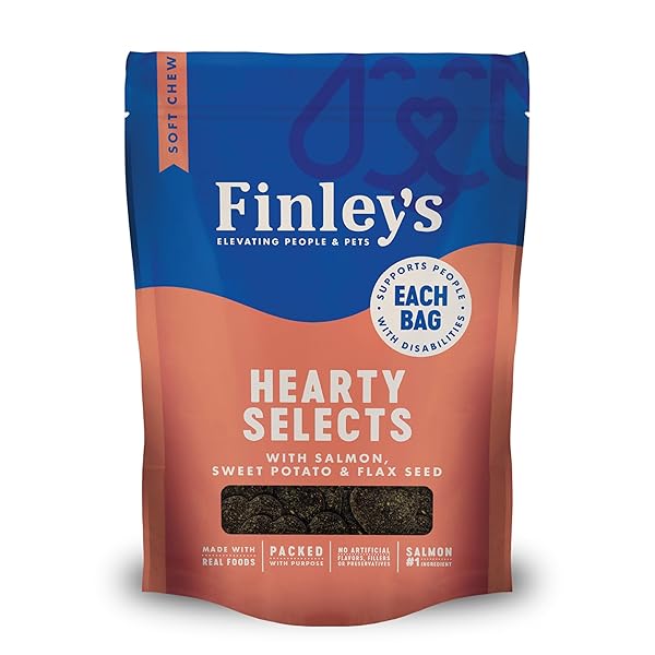 FINLEY’S HEARTY BITES, SOFT SALMON DOG TREATS, NUTRIENT PACKED WITH SWEET POTATO AND FLAXSEED, 12OZ, 1 PACK