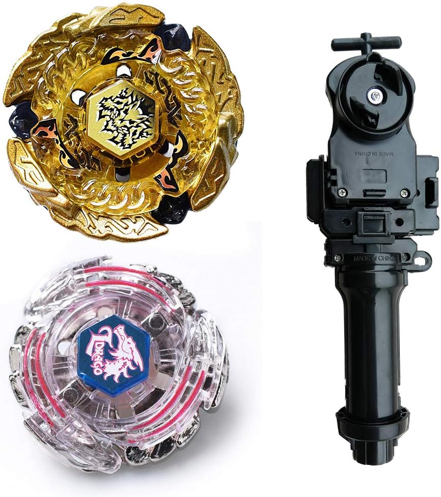 Bey Battling Blades Metal Fusion L-Drago Poison Serpent 105LF BB43 and Meteo L-Drago Metal Fusion BB99 Hell Kerbecs BD145DS with Black Launcher+Grip