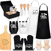 Wedding Gifts for Couples Personalized Mr & Mrs Gifts Engagement Gift for Newlyweds Wedding Honeymoon Present with 12 oz Insulated Tumblers Charcuterie Boards and Knives Mr & Mrs Aprons Gloves