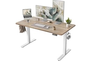 BEXEVUE Standing Desk, Height Adjustable Desk, 55x24 Inches Sit Stand Desk, Wide Home Office Computer Desk with Splice Board,