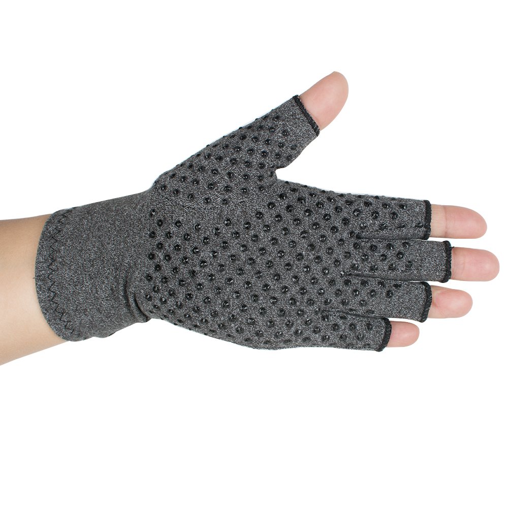 Pevor Arthritis Compression Gloves Relieve Pain Cotton & Spandex Arthritis Rehabilitation Bumps Training Nursing Grip Gloves S Gray