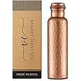 Pure Copper Water Bottle - 32 oz - Handcrafted BPA Free Non-Insulated Jointless Leakproof Durable Metal Bottles for Sports and Travel - Glossy Hammered