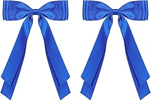 MIROKSH Royal Blue Large Hair Bows Alligator Clip 5.5" Solid Satin Polyester Ribbon Ponytail Hair Barrettes with Long Tail Wedding Dress Decor Accessories for Women Toddler Teen Girls
