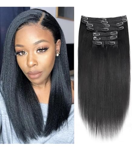 Brazilian Quality  Black Gray Full Head Clip in Amazon.com : Curly Clip in Hair Extensions for Black Women  main image 3