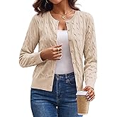 GRACE KARIN Womens Long Sleeve Button Up Cable Knit Cardigan Lightweight 2026 Crewneck Button Down Sweaters for Women
