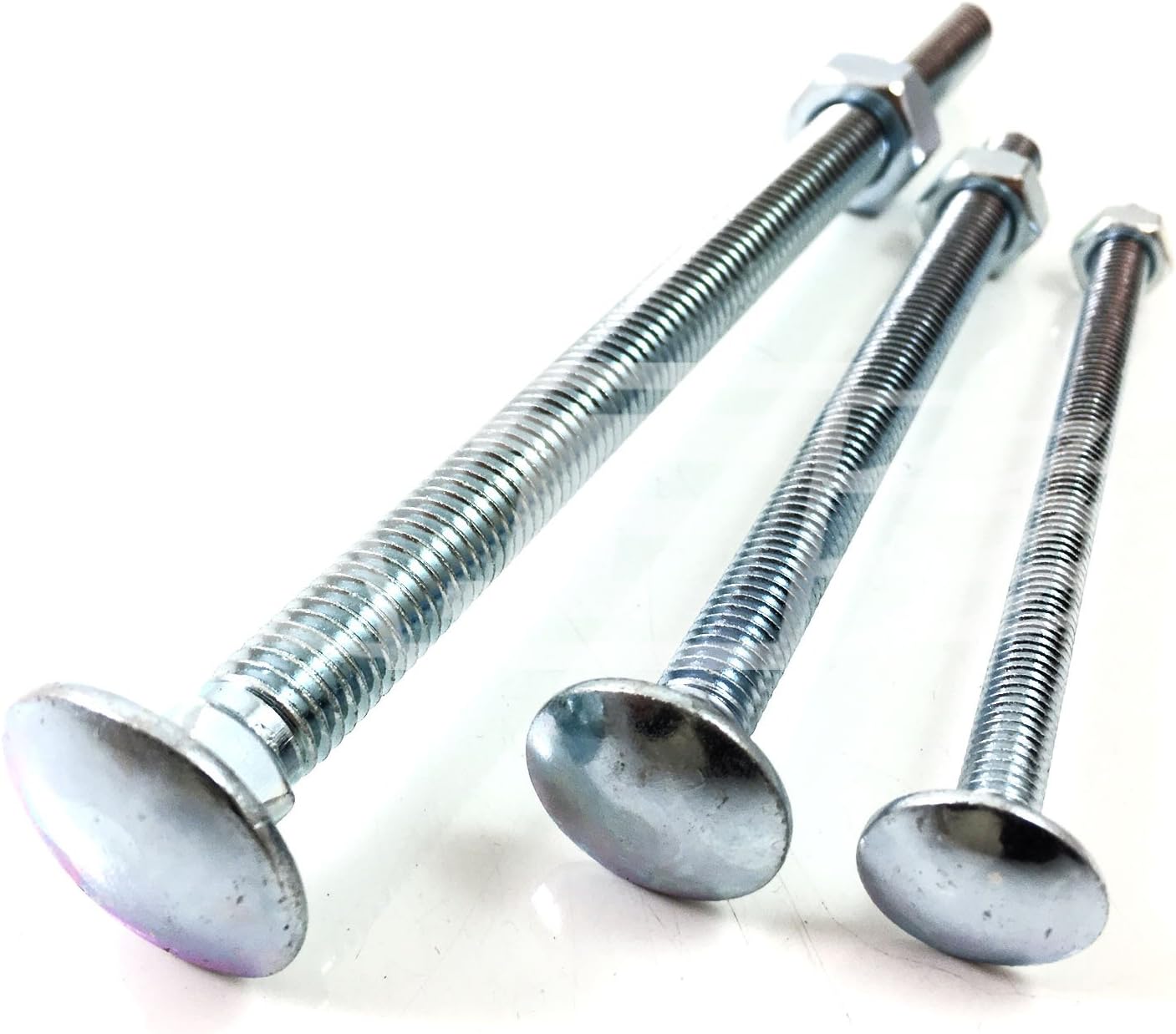 Pack of 10, M16 x 50 BZP Cup Square Carriage Bolt Coach Screw & Full Nuts Hexagon DIN 603