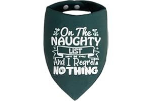 ICEMOOD Christmas Dog Bandanas - On The Naughty List and I Regret Nothing, Naughty & Nice Idea Funny Holiday Stocking Pet Scarf Gifts Solid Green, Small & Medium Breed, 5-25lbs