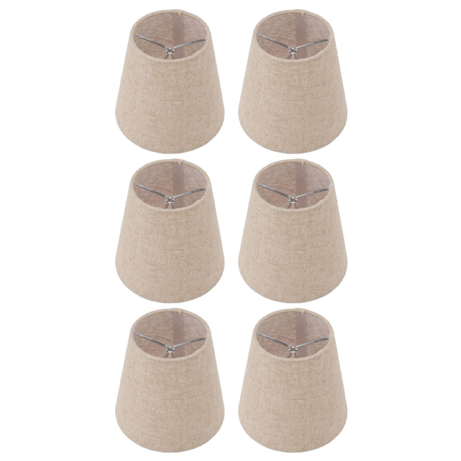 Fabric Lampshade, Small Lamp Shade Set of 6, Clip on Lamp Shade Drum Linen E14 for Table Lamp Bedroom Bedside Decor