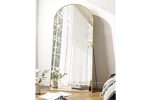 Suidia Full Length Mirror, 58"x21" Floor Standing Mirror Freestanding, Full Body Mirrors with Stand for Bedroom, Hanging Mounted for Living Room Cloakroom, Gold, Arched Style