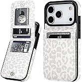 Vaburs Compatible with iPhone 17 Pro Case Wallet with Credit Card Holder, White Leopard Cheetah Pattern Flip Premium PU Leather Magnetic Closure Shockproof Protective Cover 6.3"