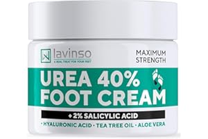 LV LAVINSO Lavinso Urea Cream 40 Percent for Feet with Maximum Strength - Foot Cream for Calluses and Dry Cracked Heels - Rough Skin Repair for Men and Women